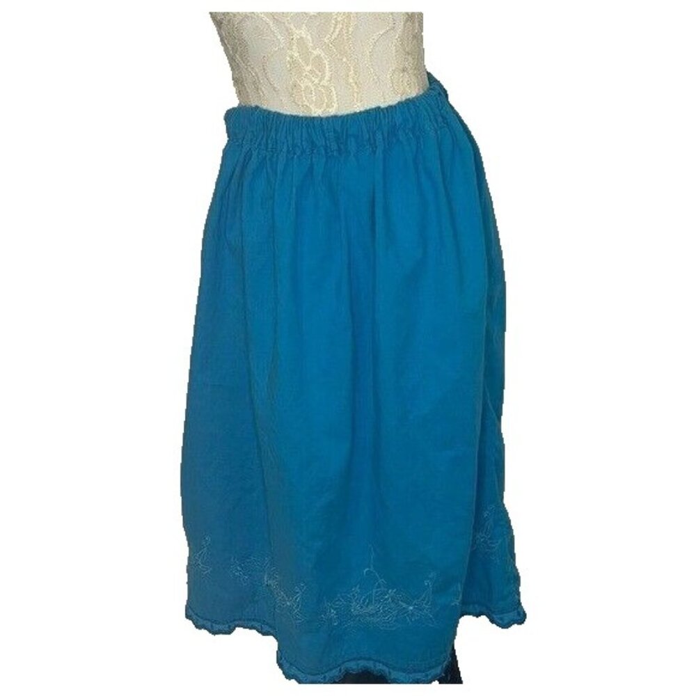 Vintage Miss Bennington M (12/14) Peasant skirt Turquoise Blue Lace Embroidery